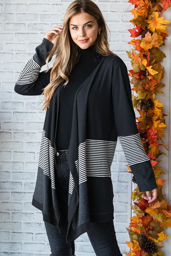 Heimish Long Sleeve  Color Block Open Cardigan