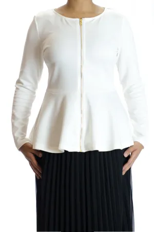 Ivory Zipper Peplum Top