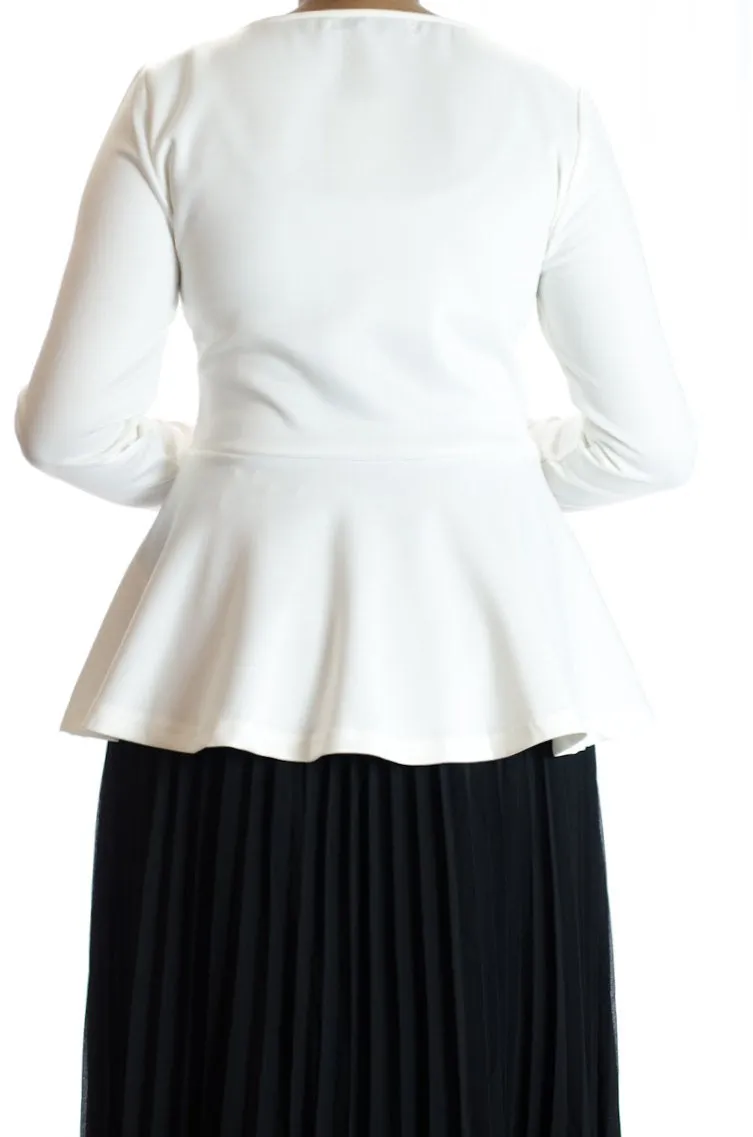 Ivory Zipper Peplum Top