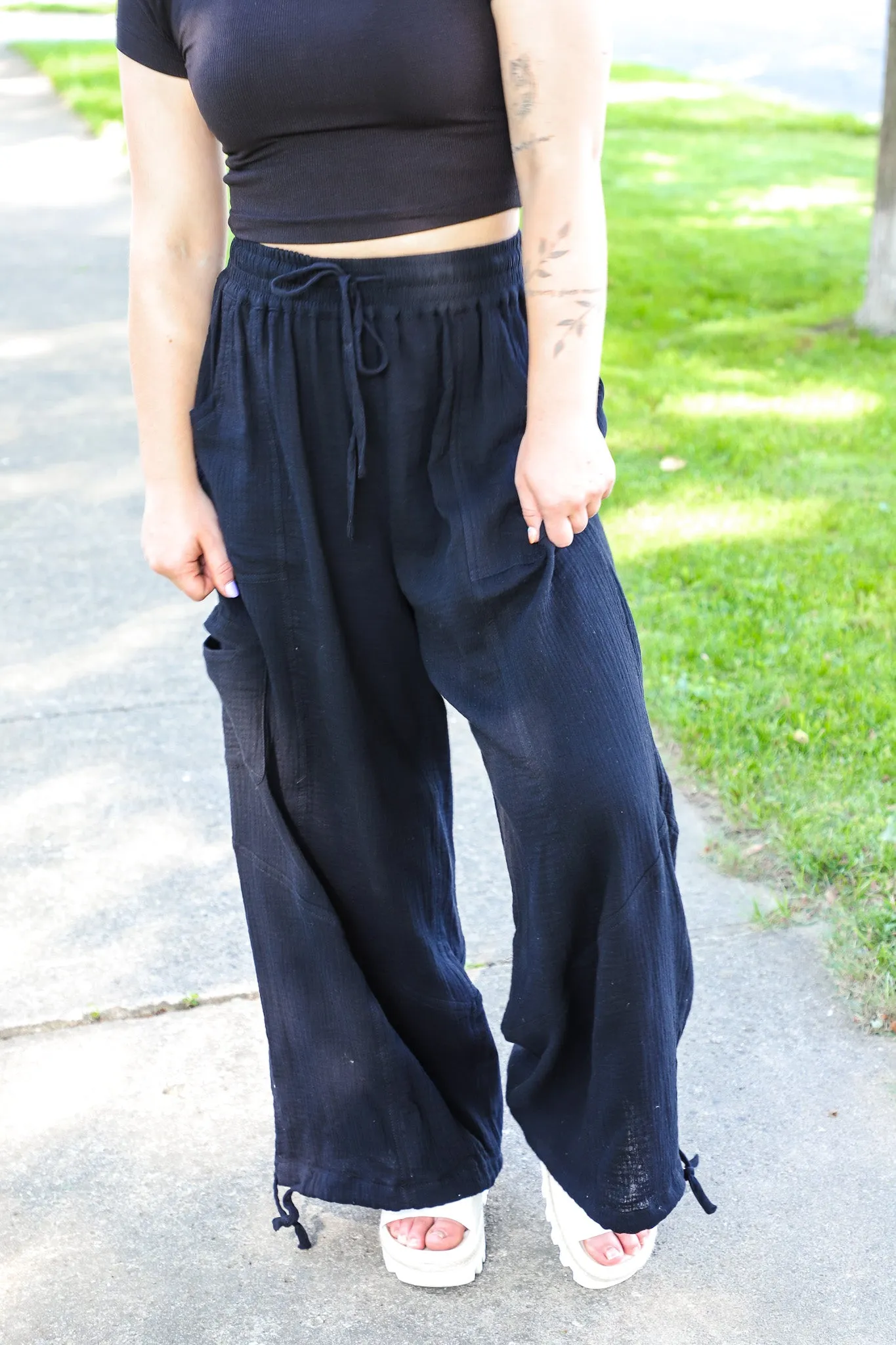 Jogger Harem Black Drawstring Pants