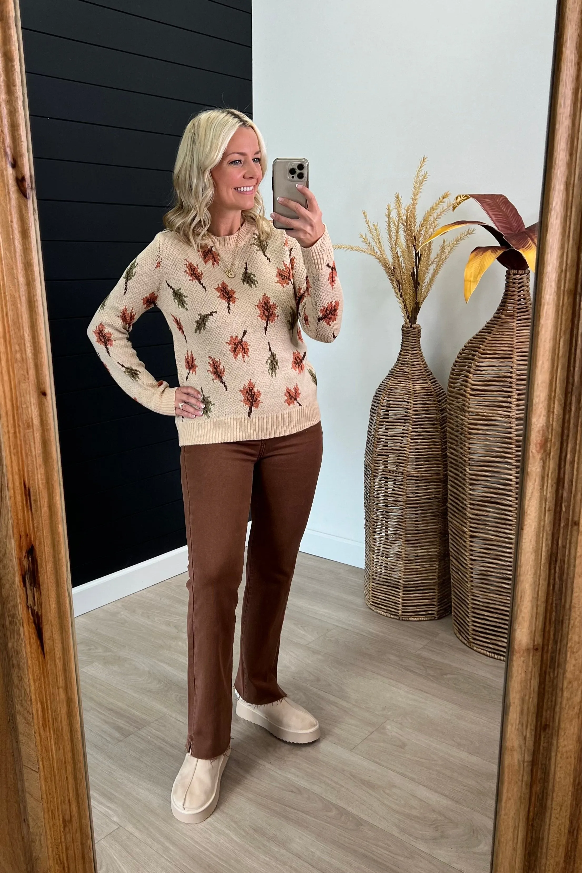 Leaf Print Sweaters - 2 Colors!