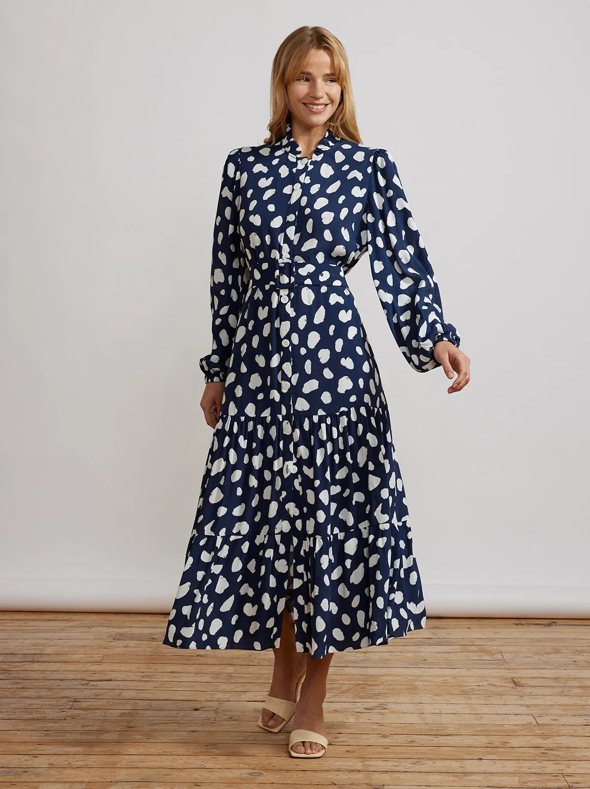 Lori Navy Animal Spot Dress