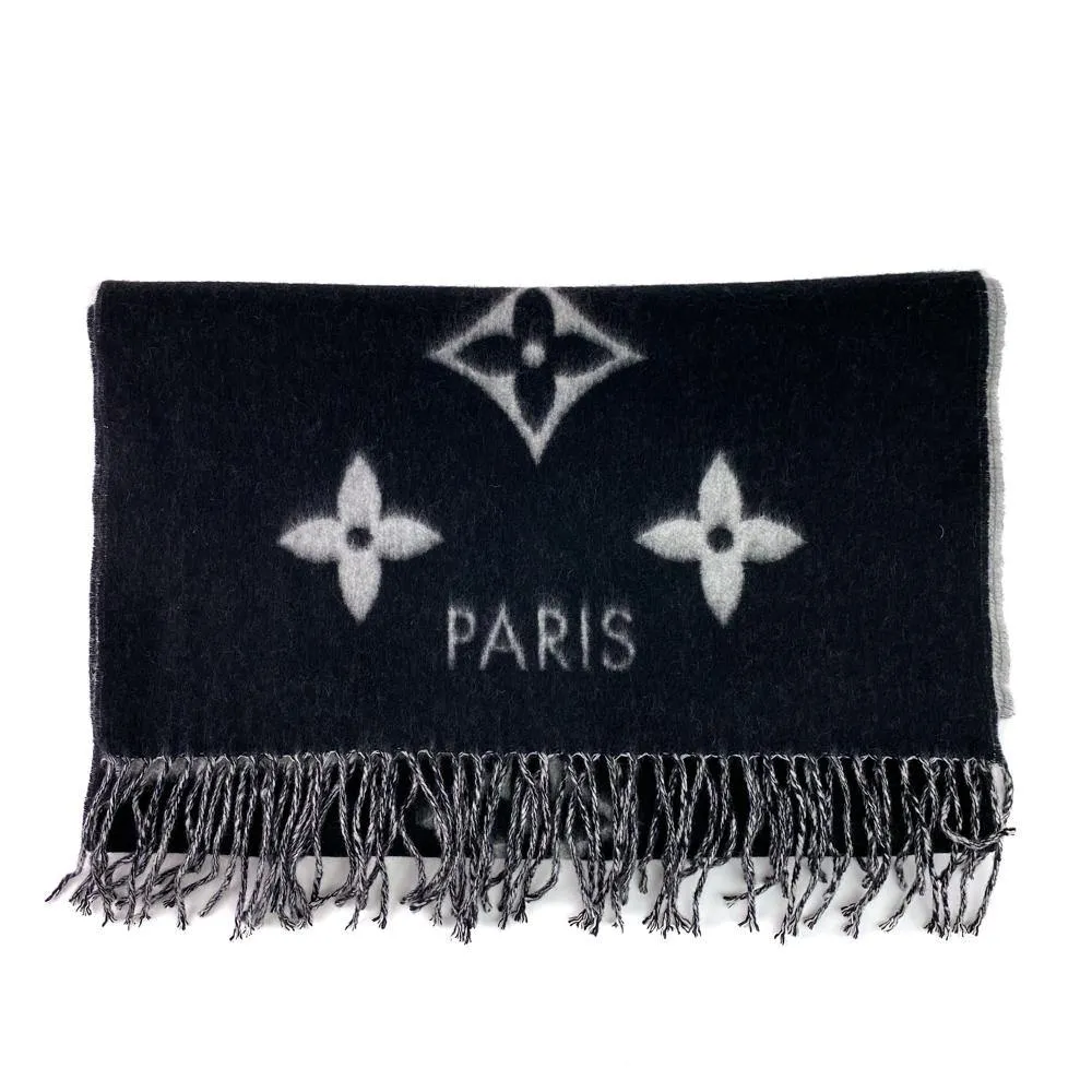 Louis Vuitton Black Cashmere Monogram Reykjavik Scarf