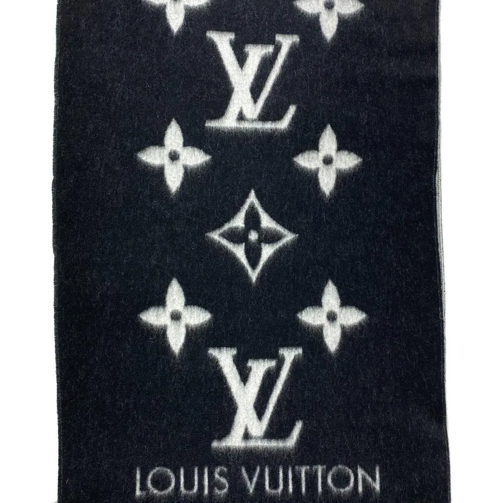 Louis Vuitton Black Cashmere Monogram Reykjavik Scarf