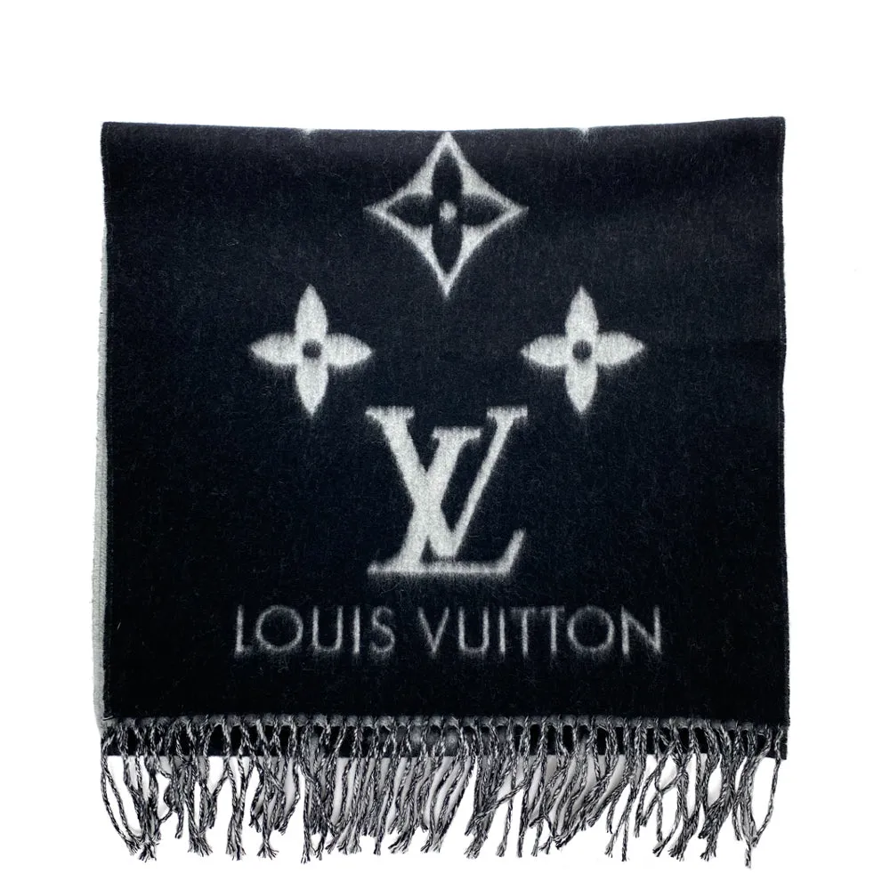 Louis Vuitton Black Cashmere Monogram Reykjavik Scarf