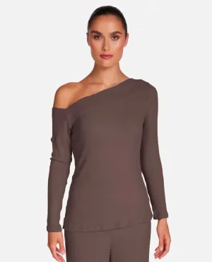 Maples One Shoulder Top Brownie