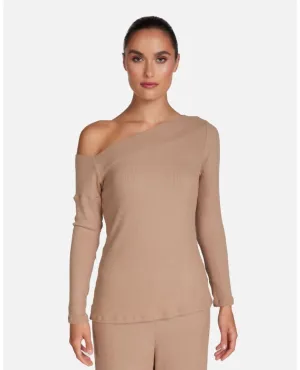 Maples One Shoulder Top Tan