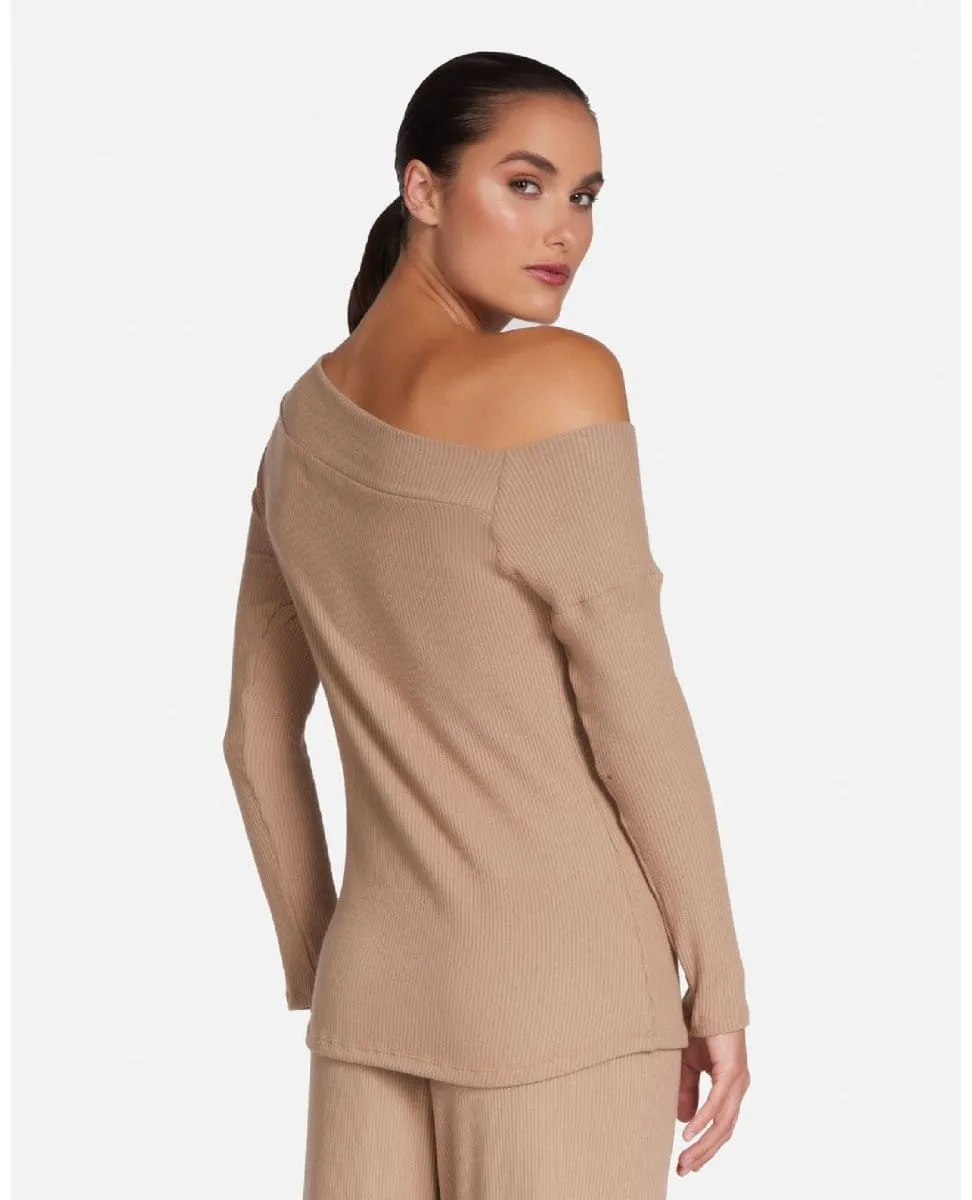Maples One Shoulder Top Tan