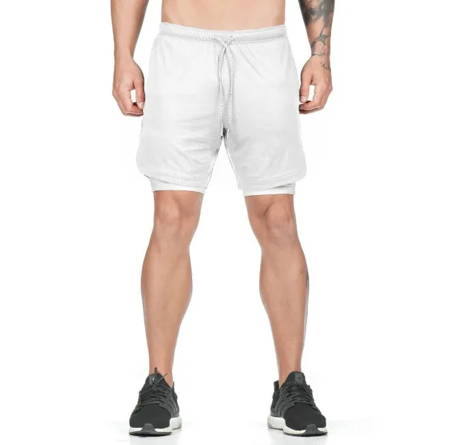 Men's 2-in-1 Sport Shorts Joggers Shorts Leisure Integrated Hip Pockets Hiden Zipper Safety Pockets Fitness Shorts