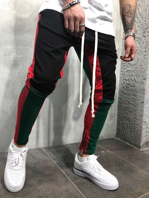 Men's Casual Red & Black Jogger Pants