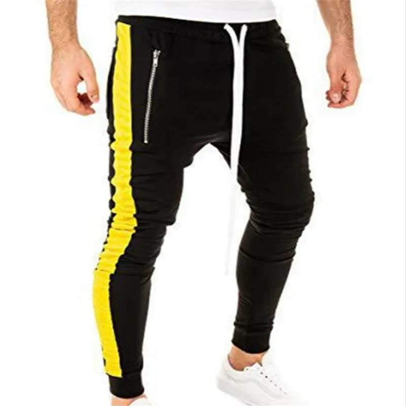 Men's Sport Black & Yellow Fitness Running Pants