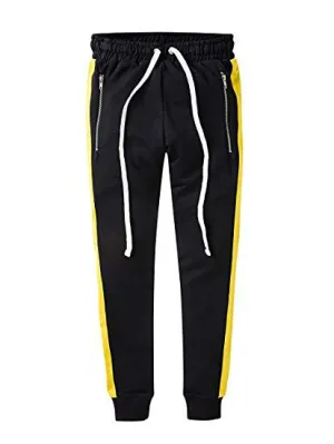 Men's Sport Black & Yellow Fitness Running Pants