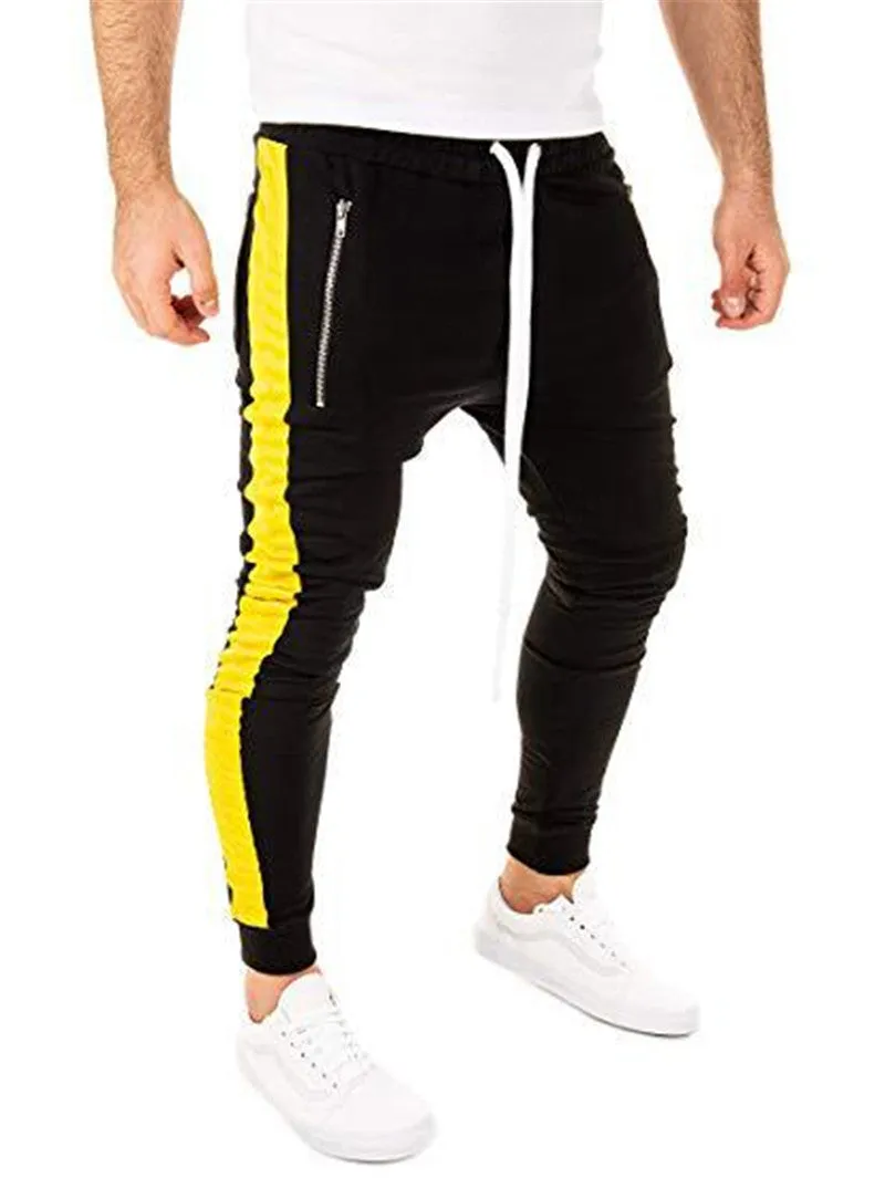 Men's Sport Black & Yellow Fitness Running Pants