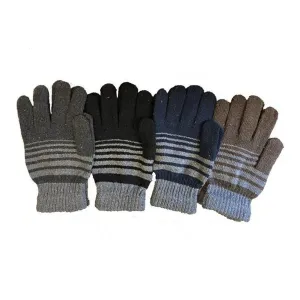 Mens Striped Gloves Elastic Material Warm Winter Polyester Casual Outerwear