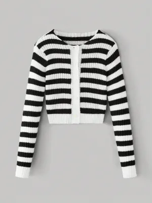 MOD Women's Color Block Striped Long Sleeve Casual Cardigan