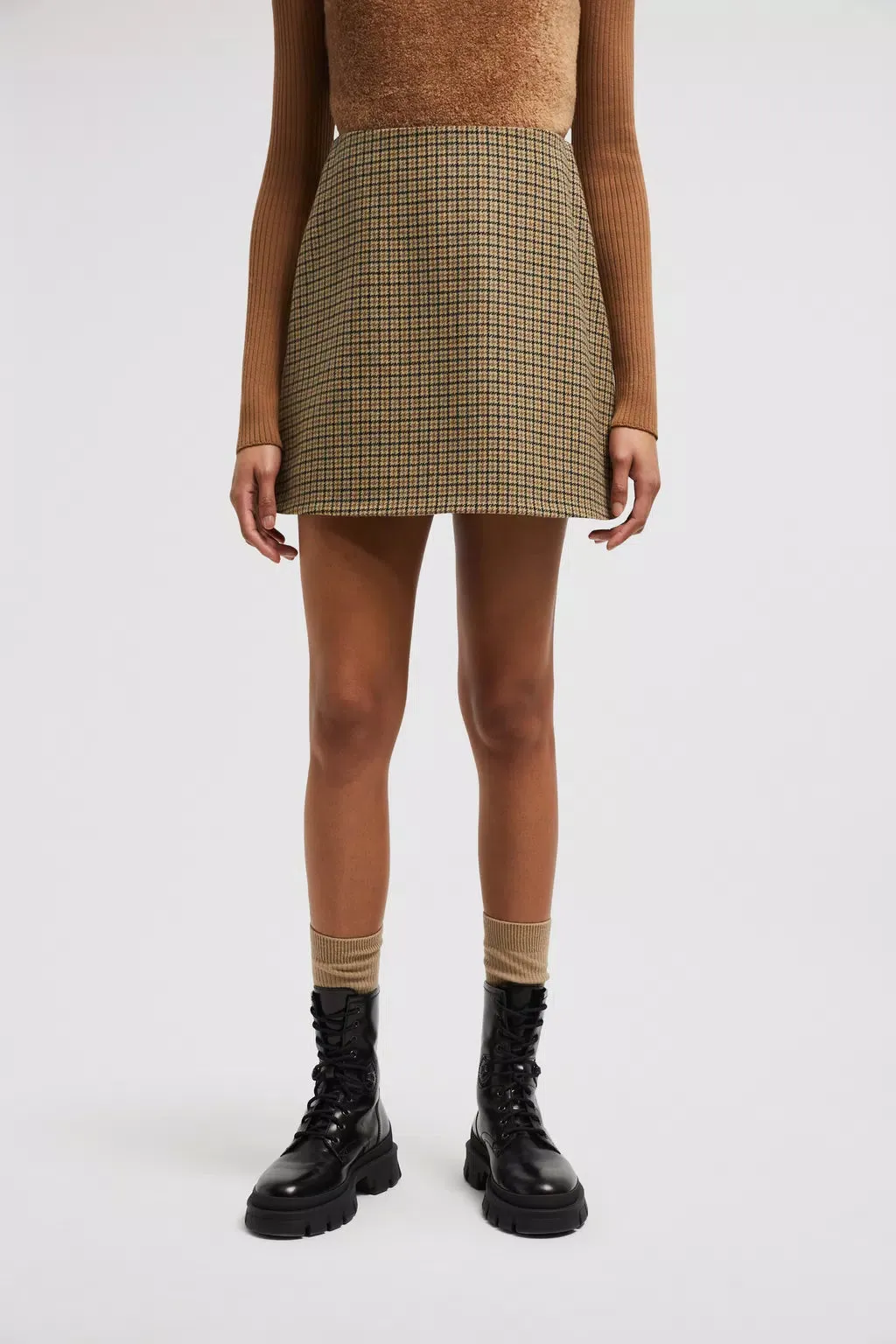 MONCLER CHECKERED WOOL SKIRT