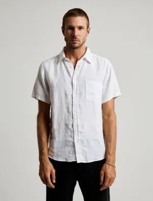 Mr Simple Linen Short Sleeve Shirt in White