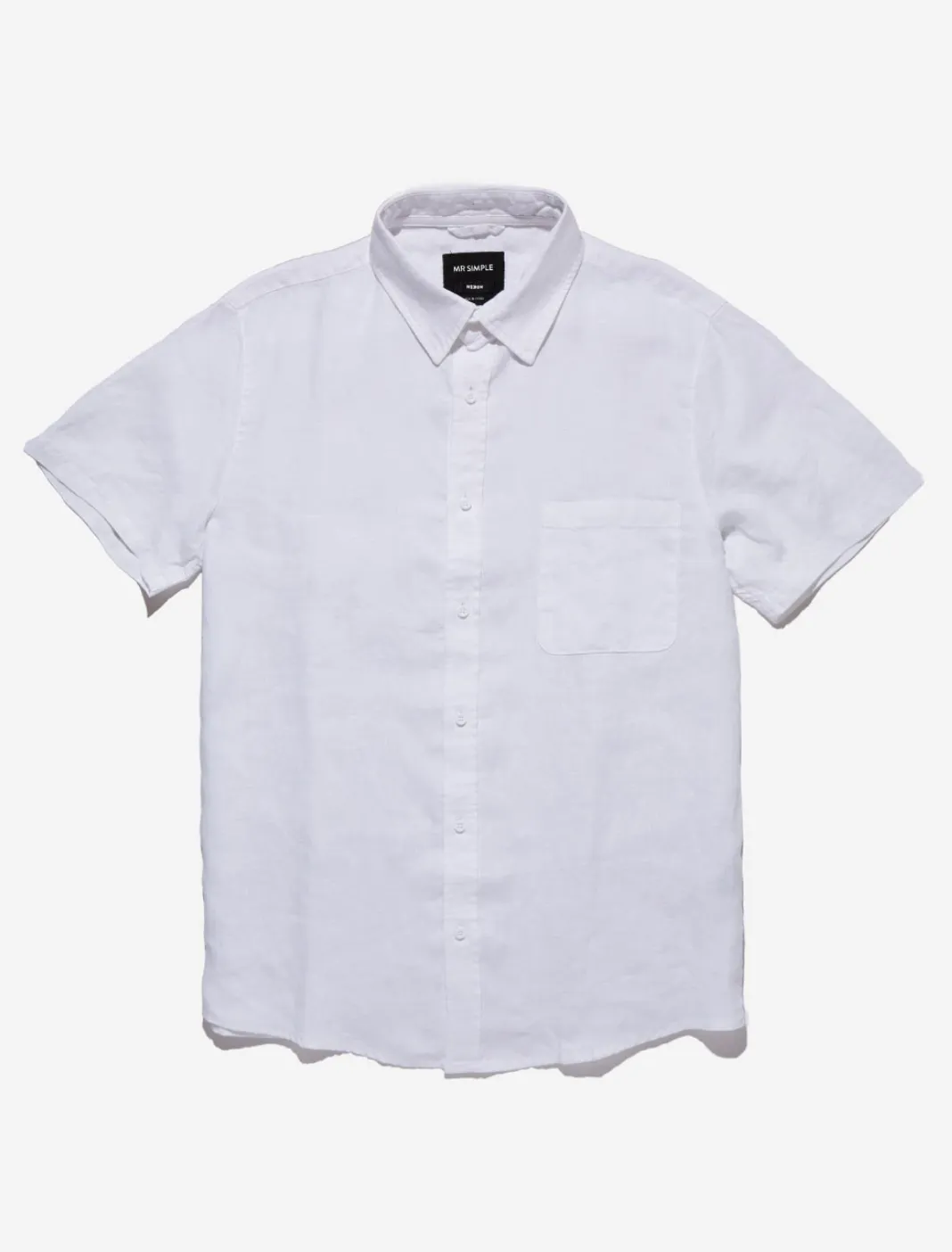 Mr Simple Linen Short Sleeve Shirt in White