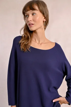 Navy Dolman Sleeve Summer Sweater