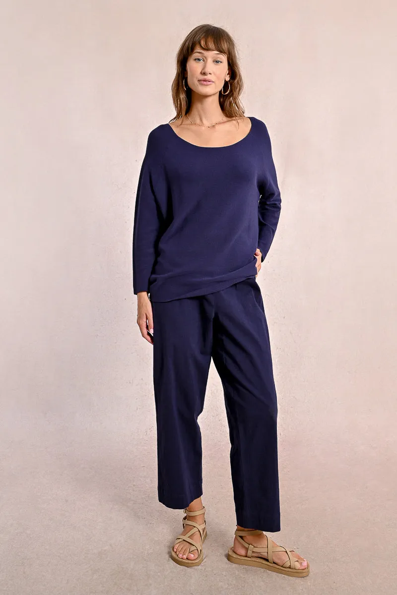 Navy Dolman Sleeve Summer Sweater