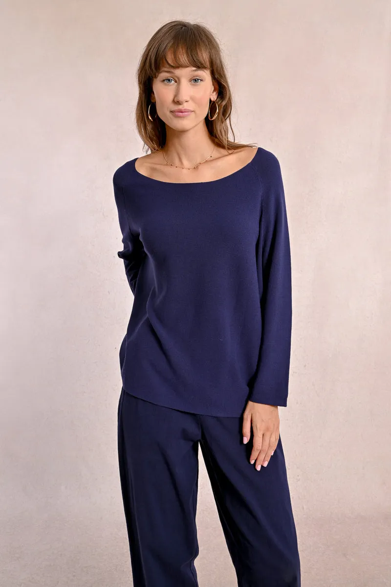 Navy Dolman Sleeve Summer Sweater