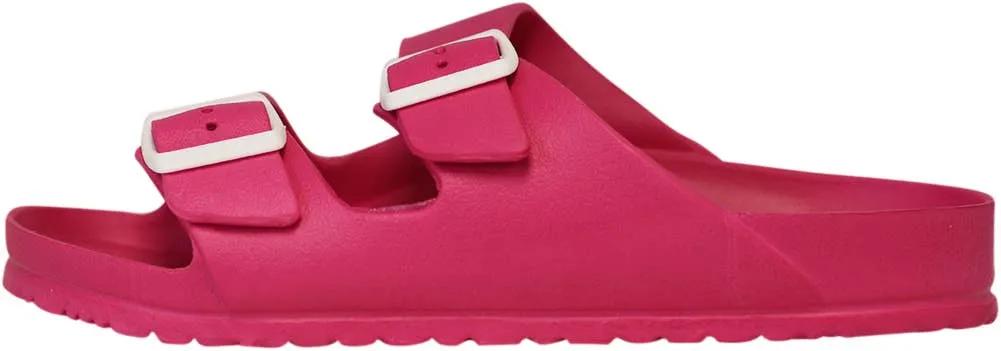 Norty Womens 2 Buckle Slide Clog Fuchsia