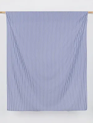 Pinstripe Cotton Poplin Shirting - Dark Blue   White - Swatch
