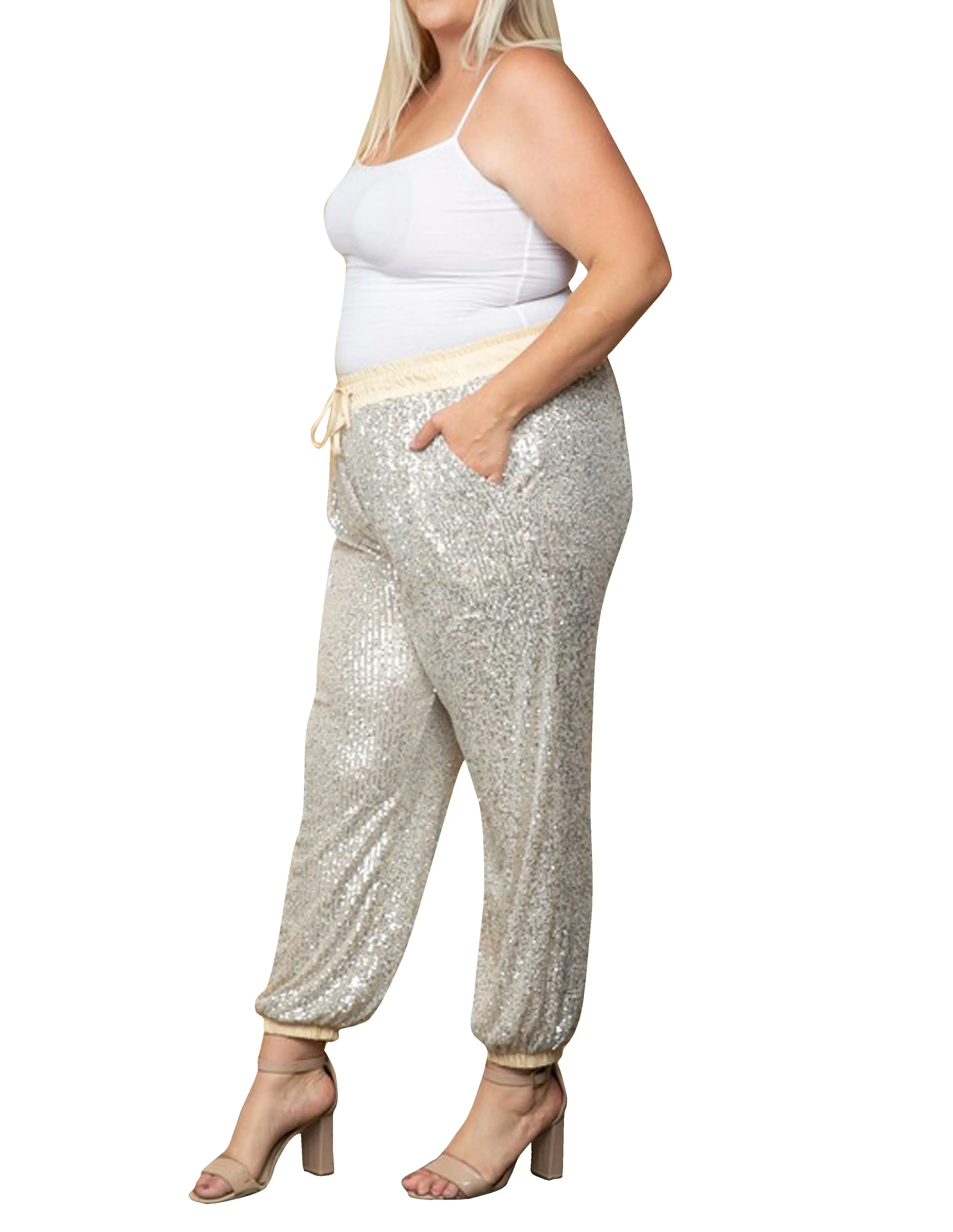 Plus Size Sequin Joggers