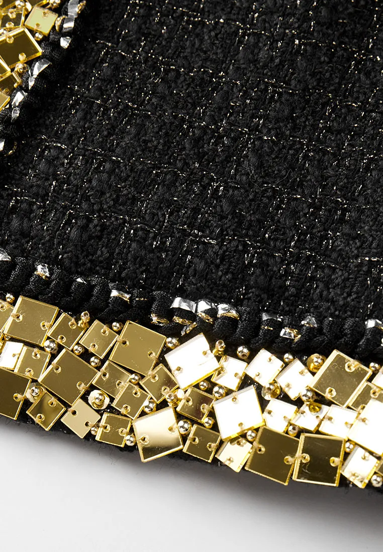 Prestige Chinese Button Square-sequin Stand Collar Jacket