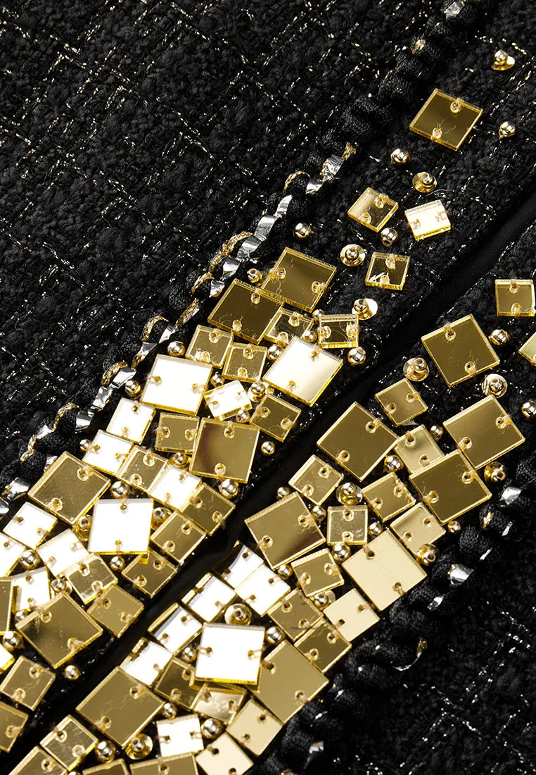 Prestige Chinese Button Square-sequin Stand Collar Jacket