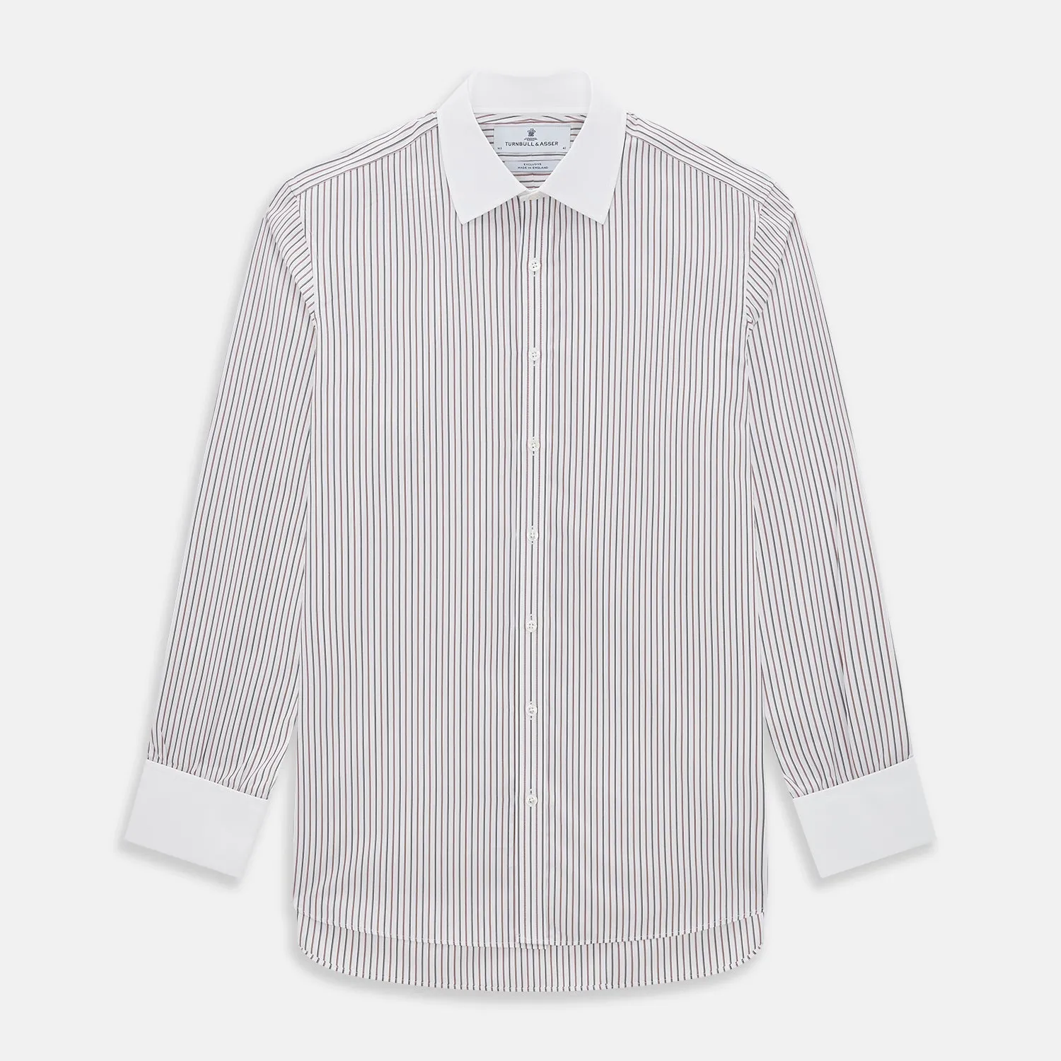 Red Double Stripe Shirt with Contrast T&A Collar and Cuffs
