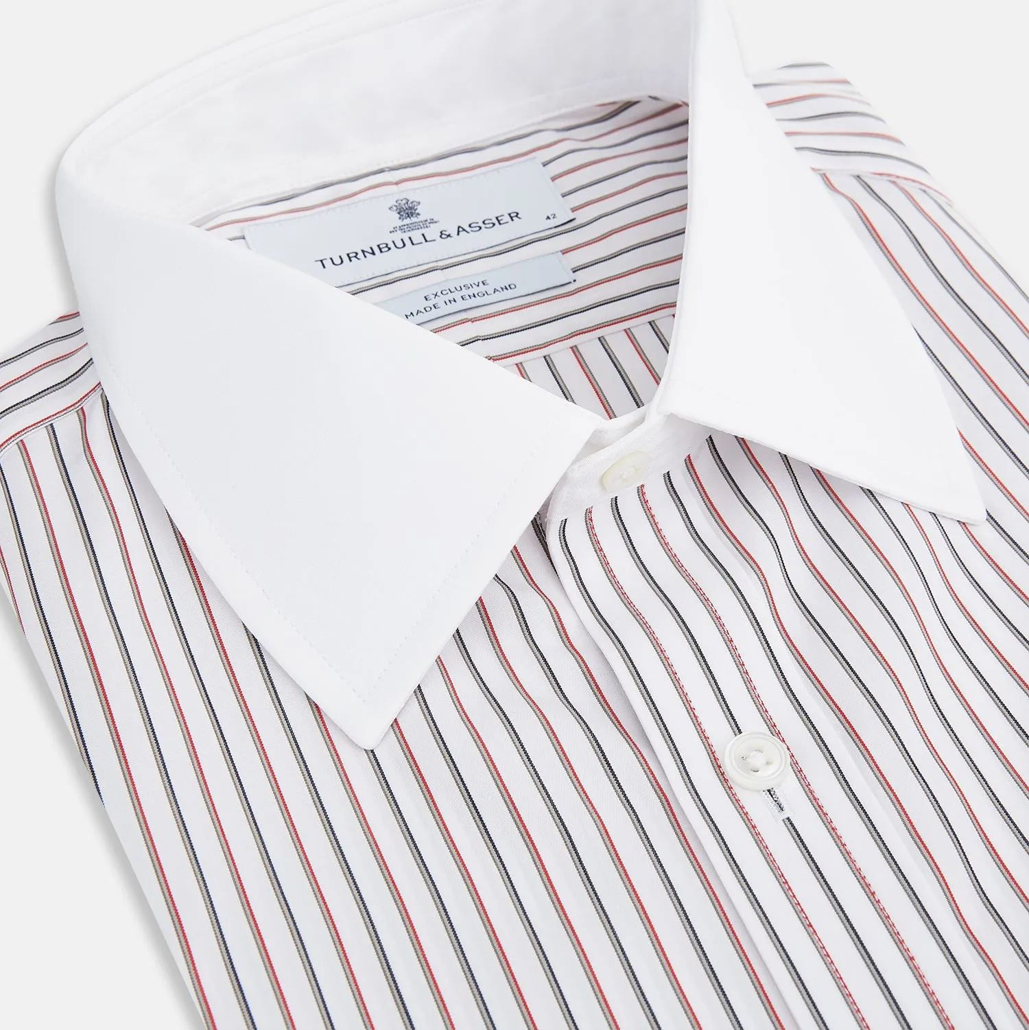 Red Double Stripe Shirt with Contrast T&A Collar and Cuffs