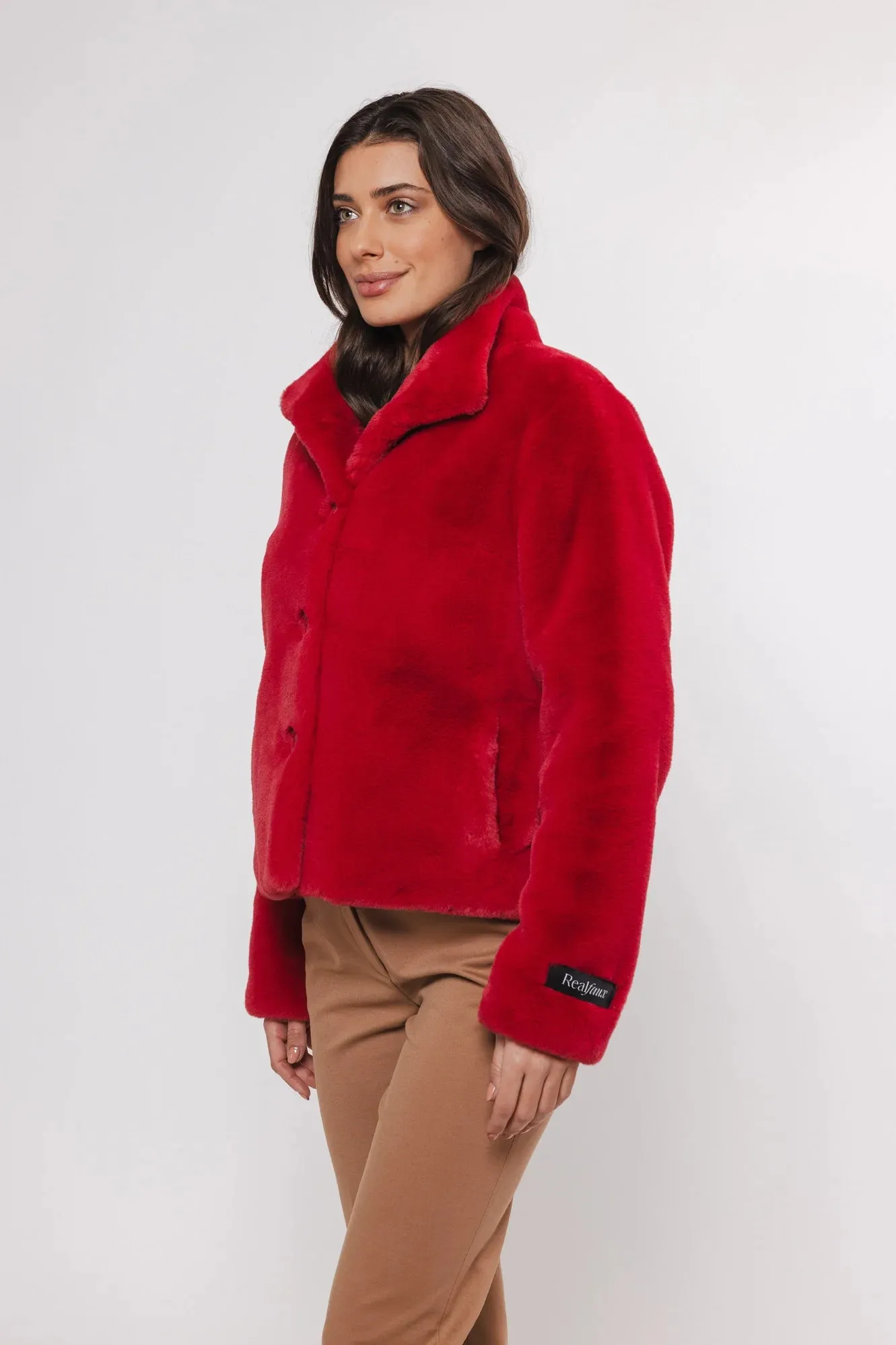 Rino & Pelle Jacket - Vie Faux Fur - Red Berry