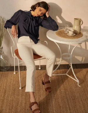 Rosaline Silk Blouse-Navy