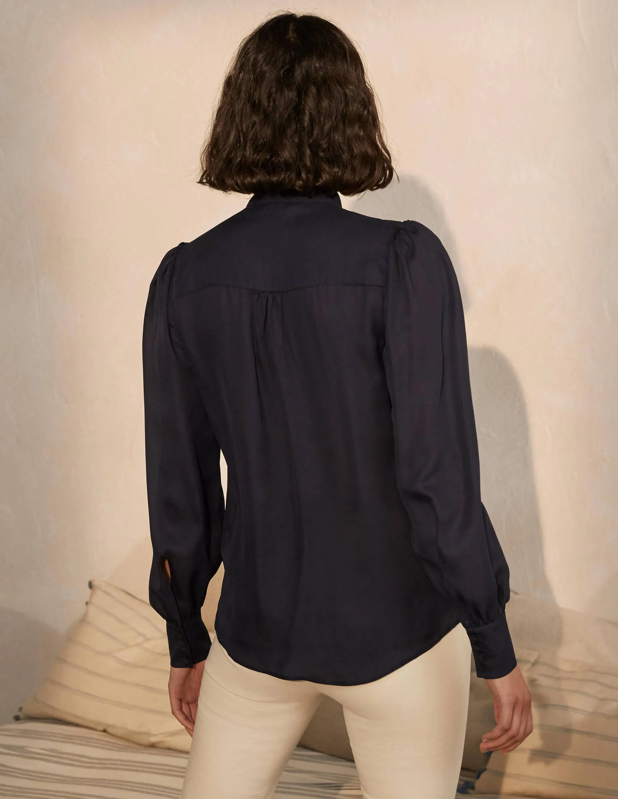 Rosaline Silk Blouse-Navy