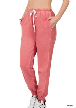 Rose Drawstring Waist Jogger Pants