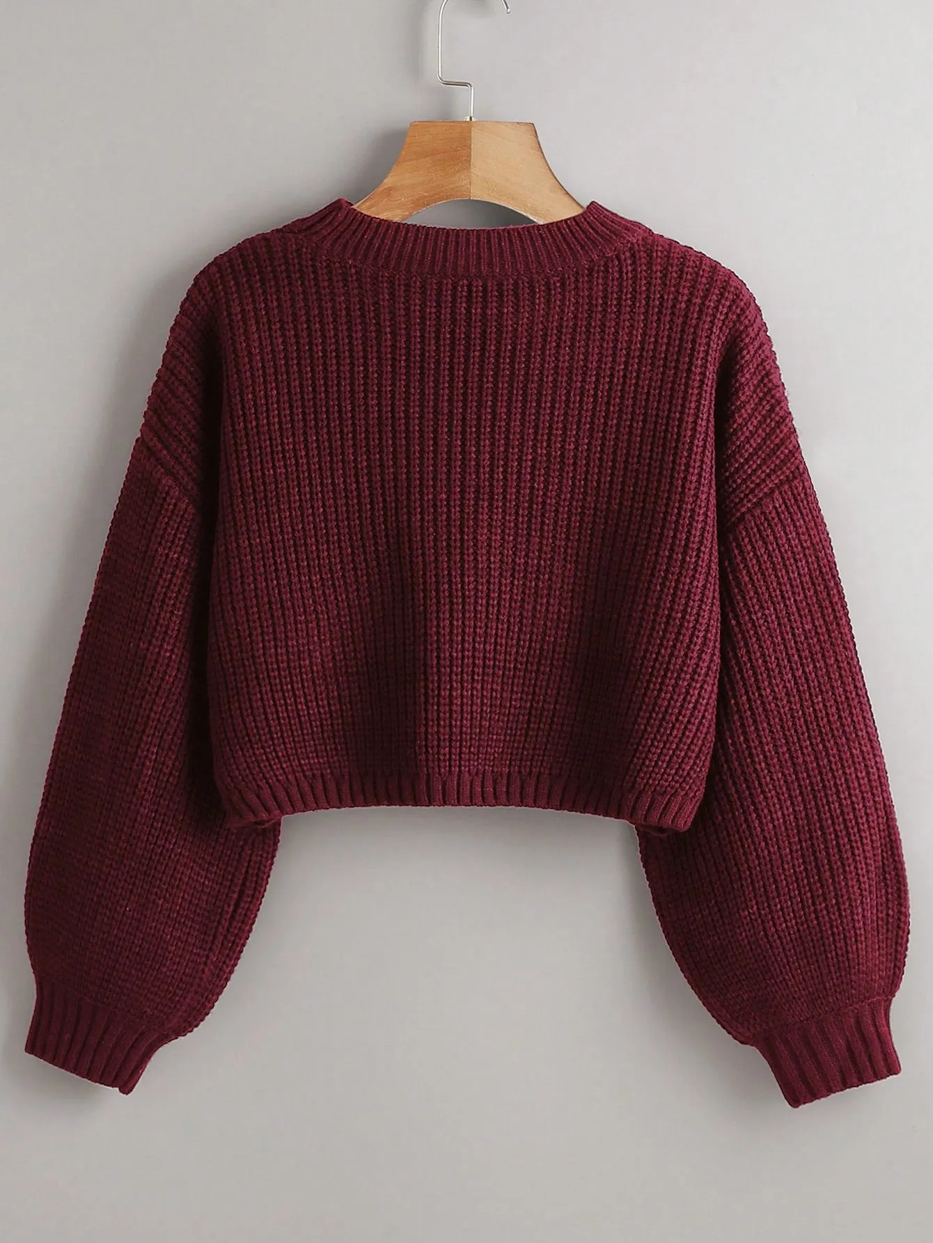 SHEIN Essnce Solid Drop Shoulder Crop Sweater