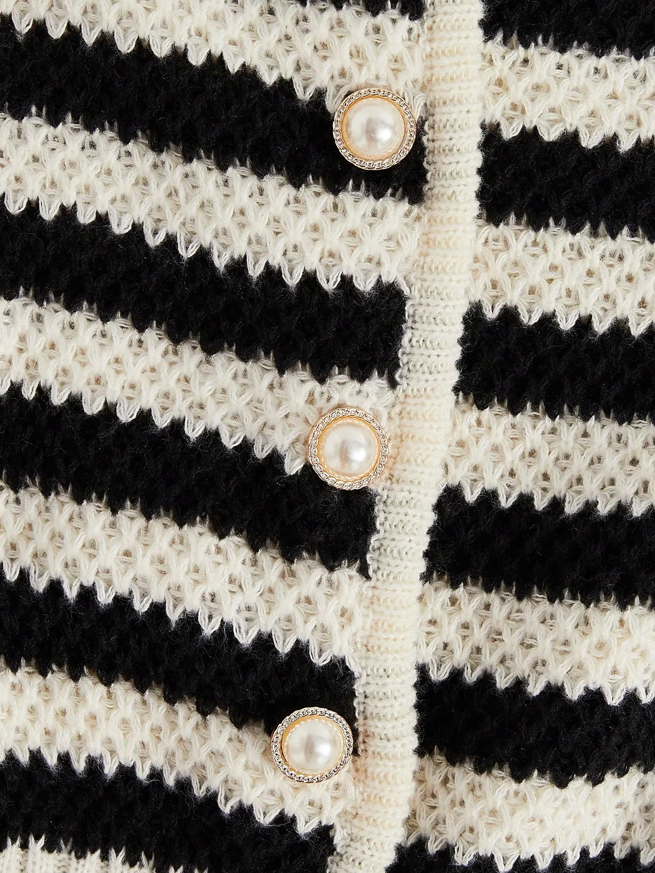 SHEIN Essnce Striped Pattern Button Front Cardigan