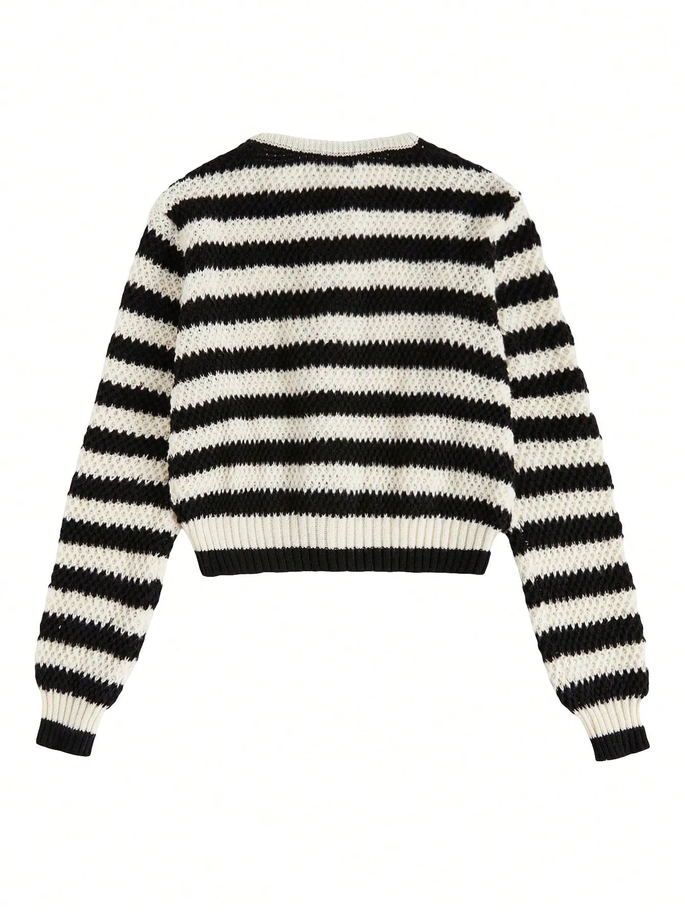 SHEIN Essnce Striped Pattern Button Front Cardigan