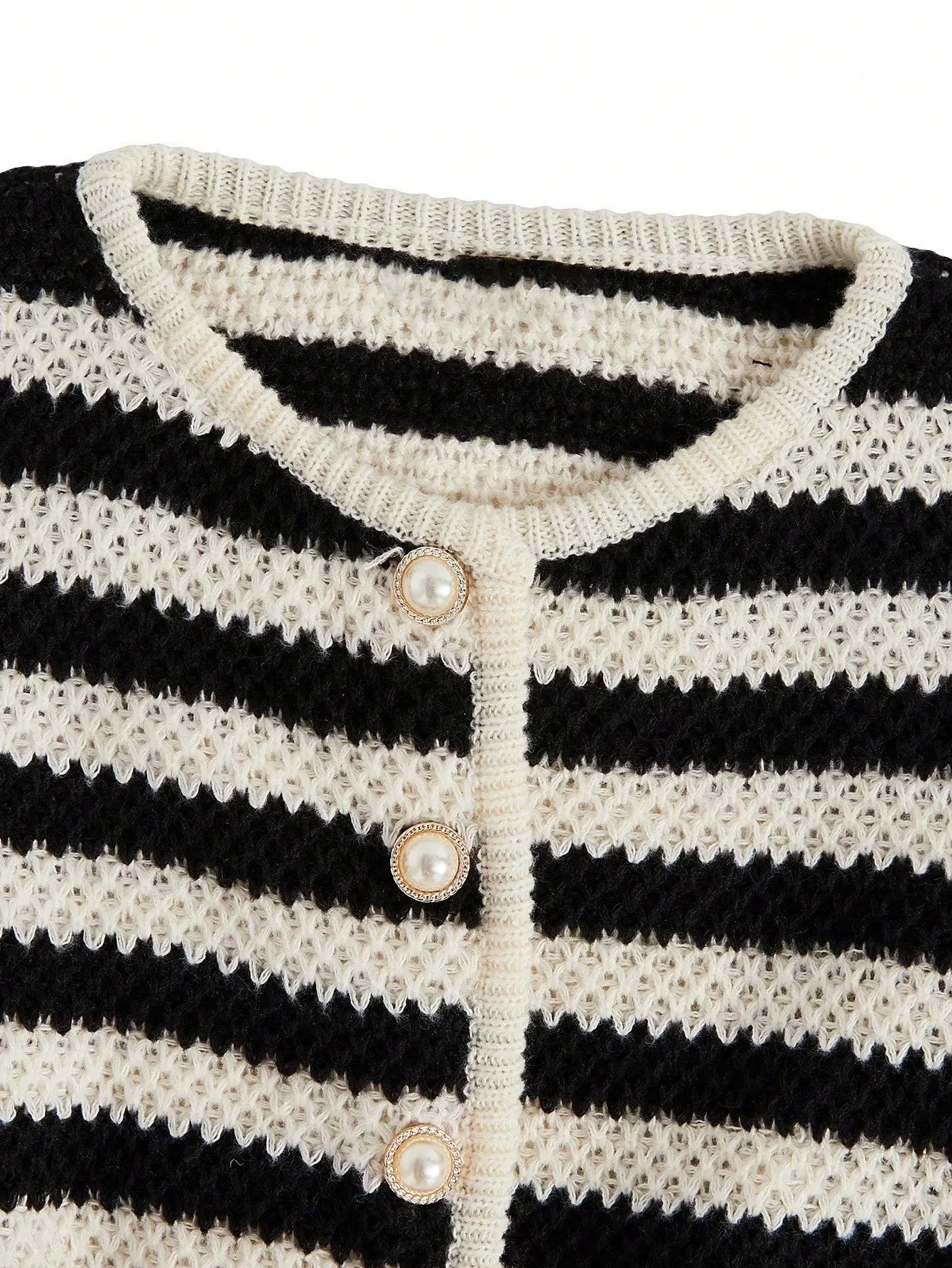 SHEIN Essnce Striped Pattern Button Front Cardigan