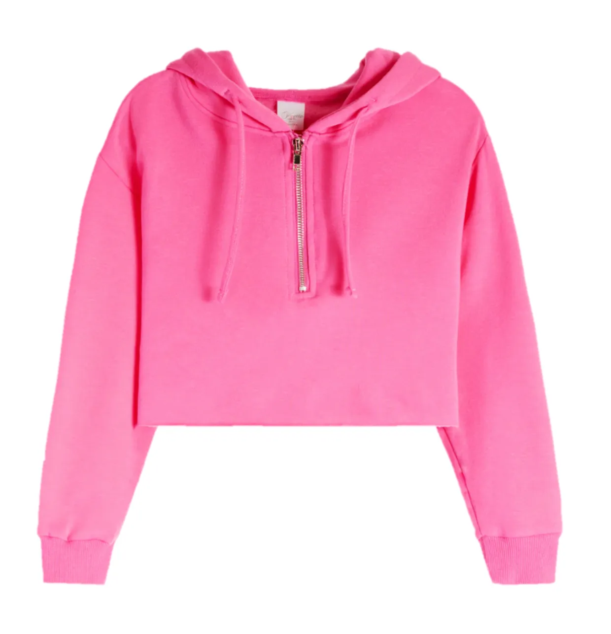 ^Soft Crop Half Zip Hoodie - Pink