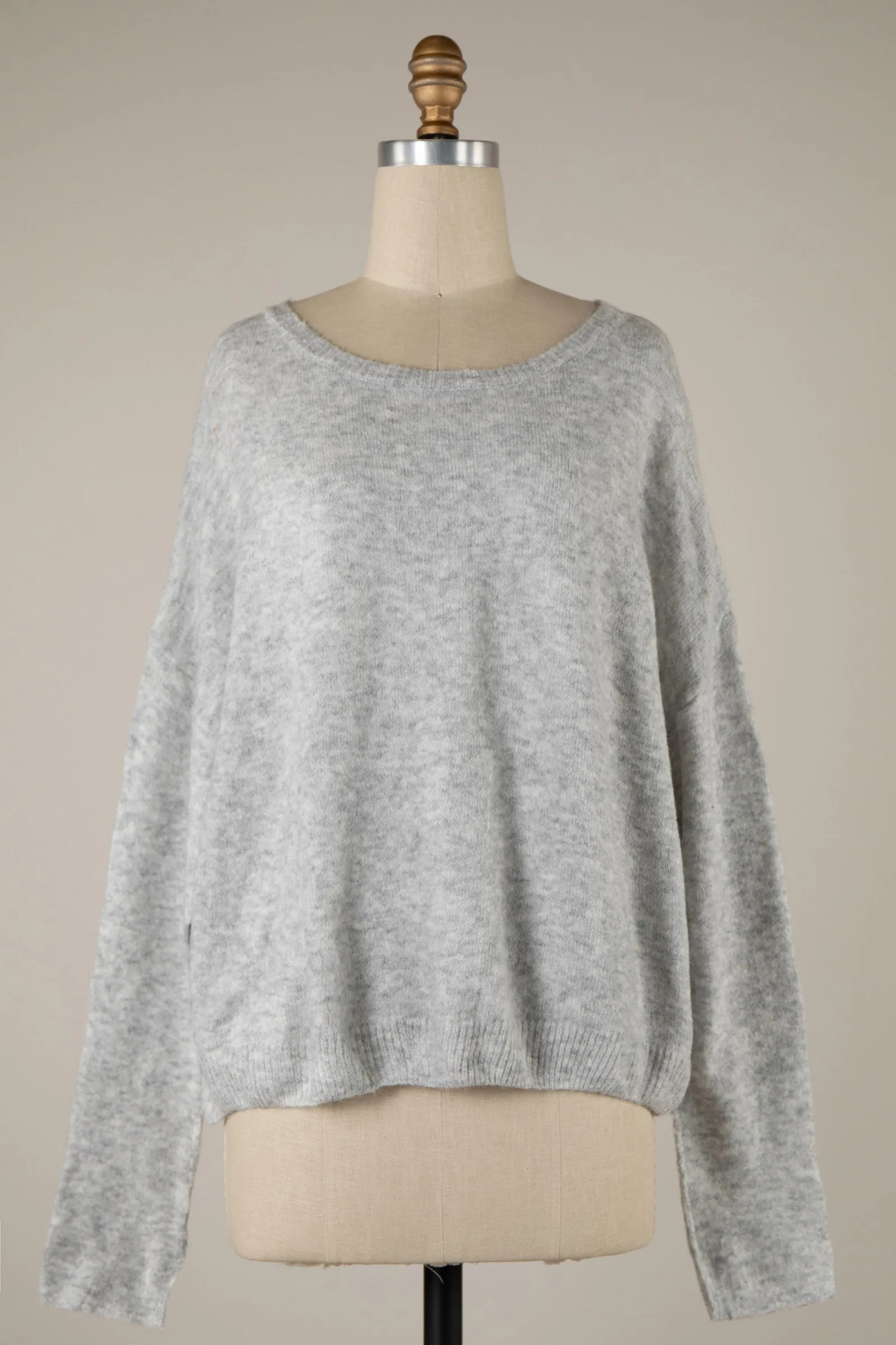 SOFT HEATHERED  SWEATER - SILVER
