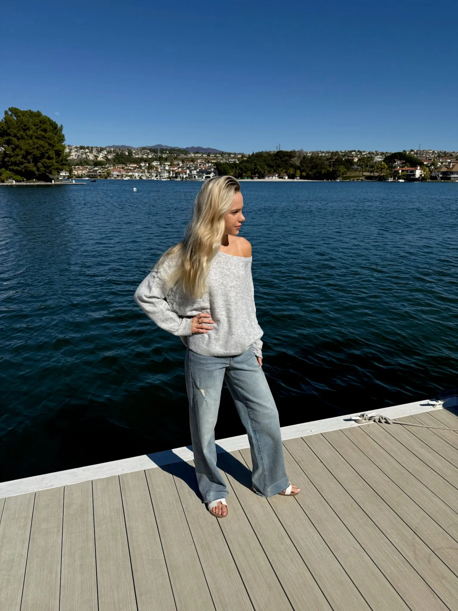SOFT HEATHERED  SWEATER - SILVER