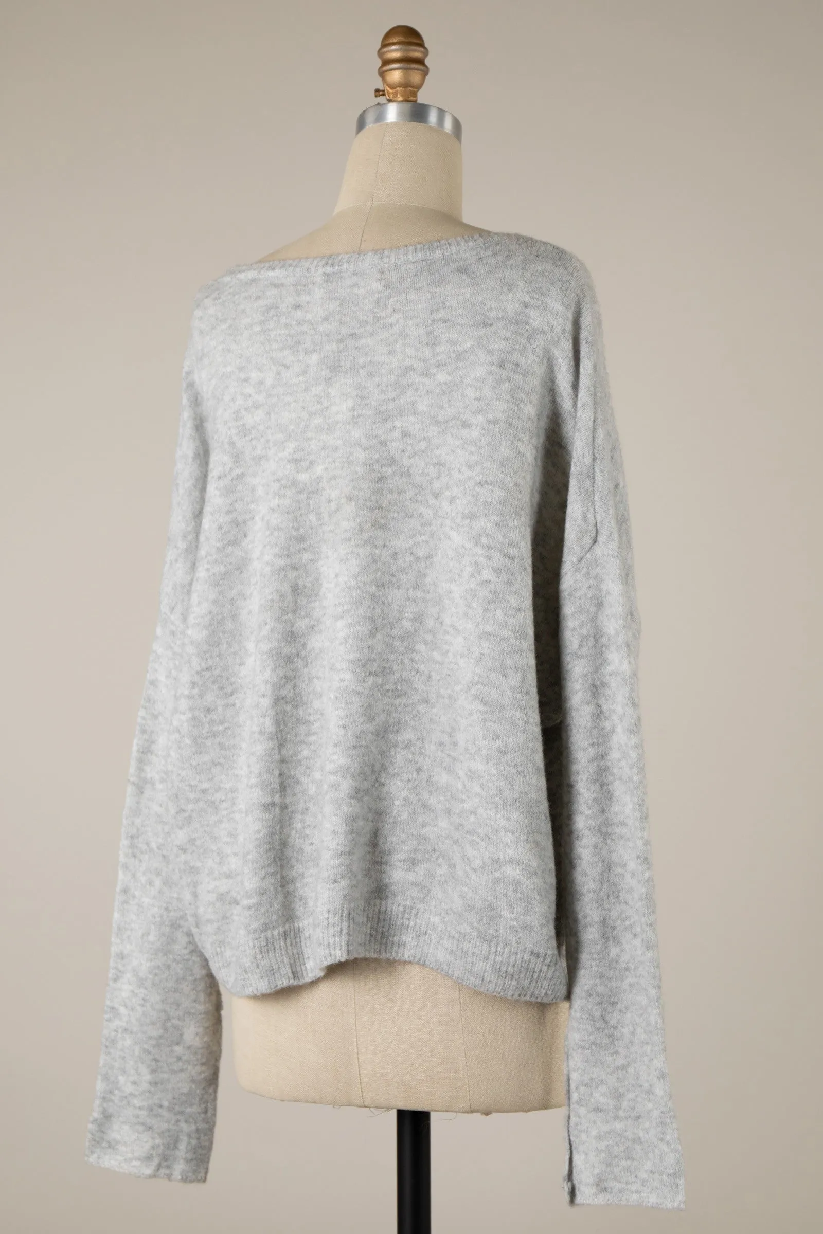 SOFT HEATHERED  SWEATER - SILVER