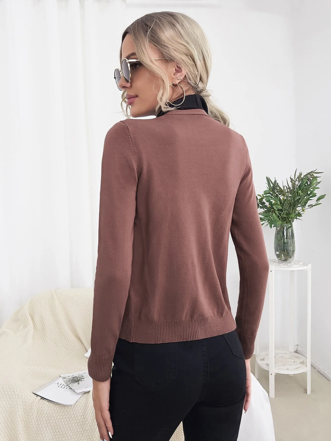 Solid Button Front Cardigan
