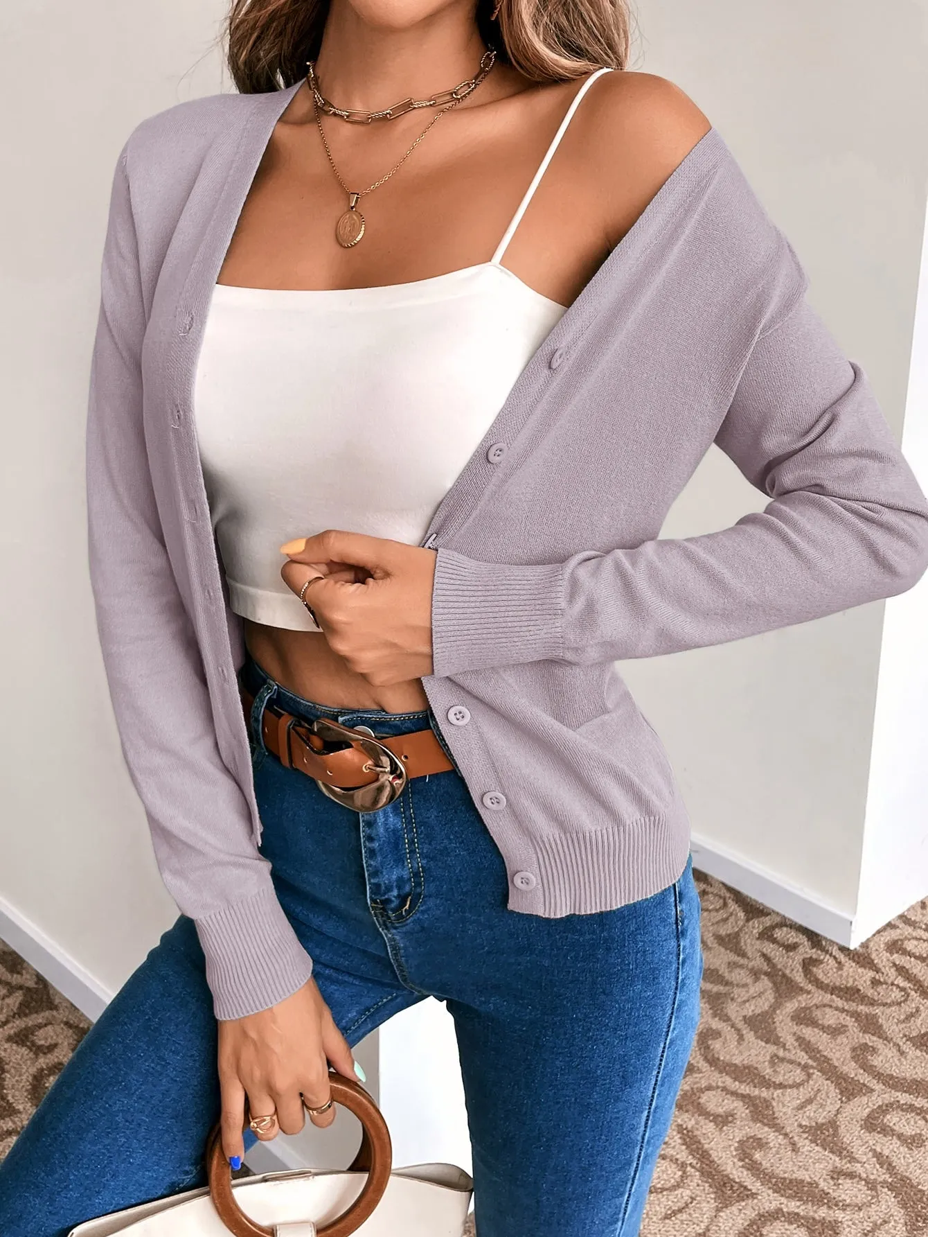 Solid Button Front Cardigan