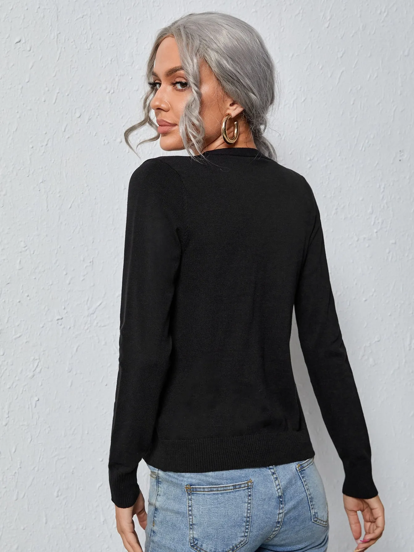Solid Button Front Cardigan
