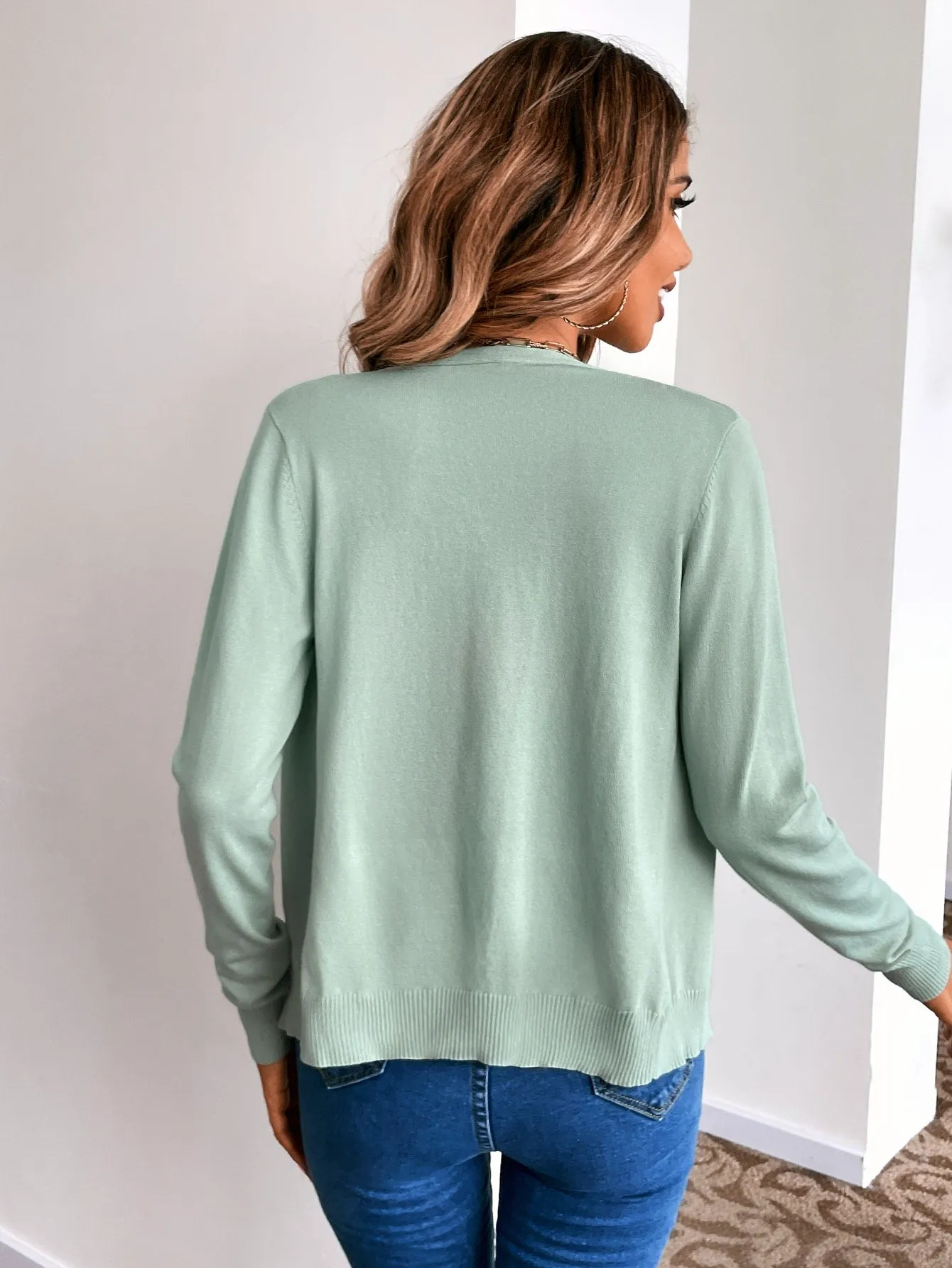 Solid Button Front Cardigan