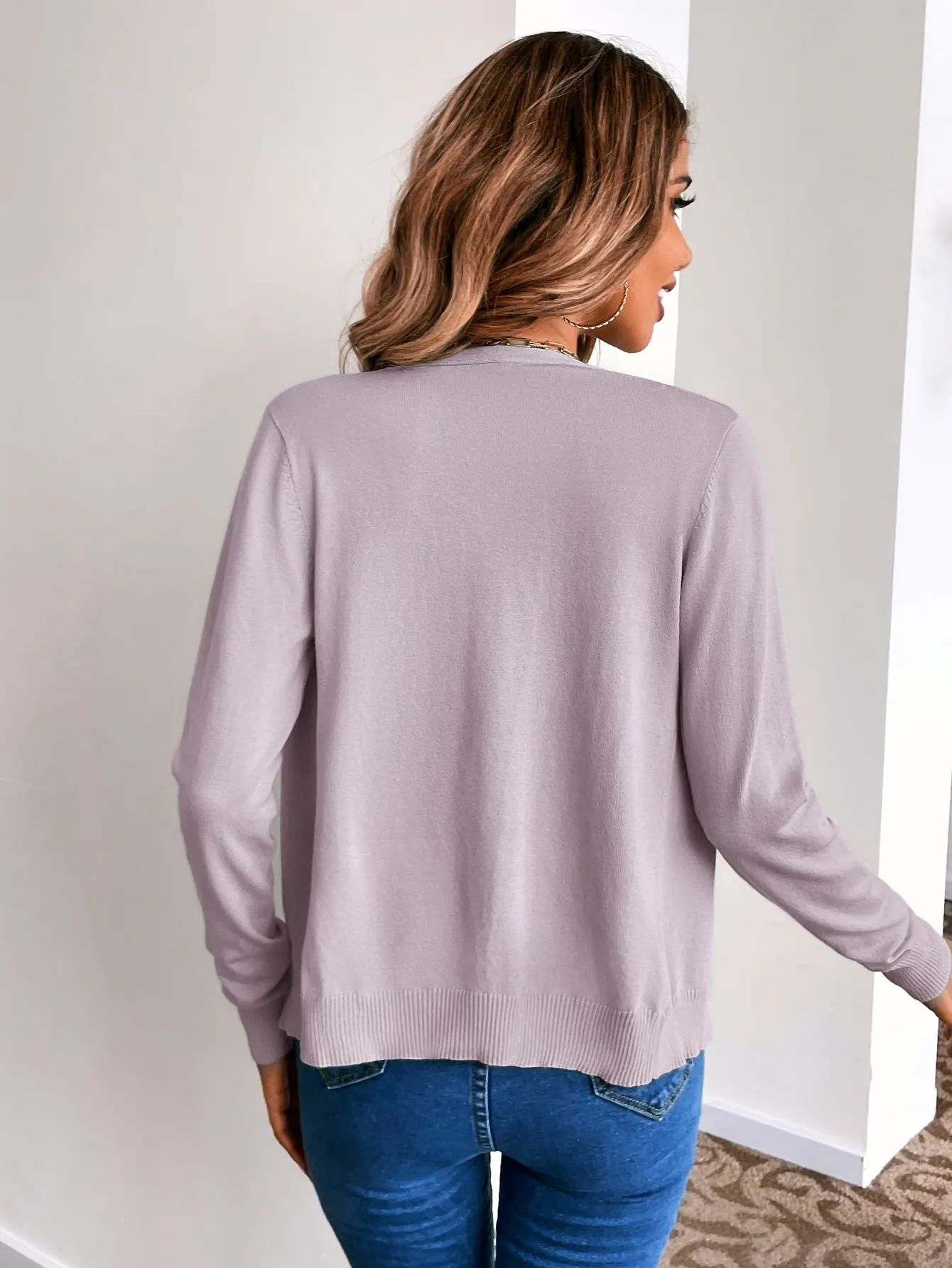 Solid Button Front Cardigan