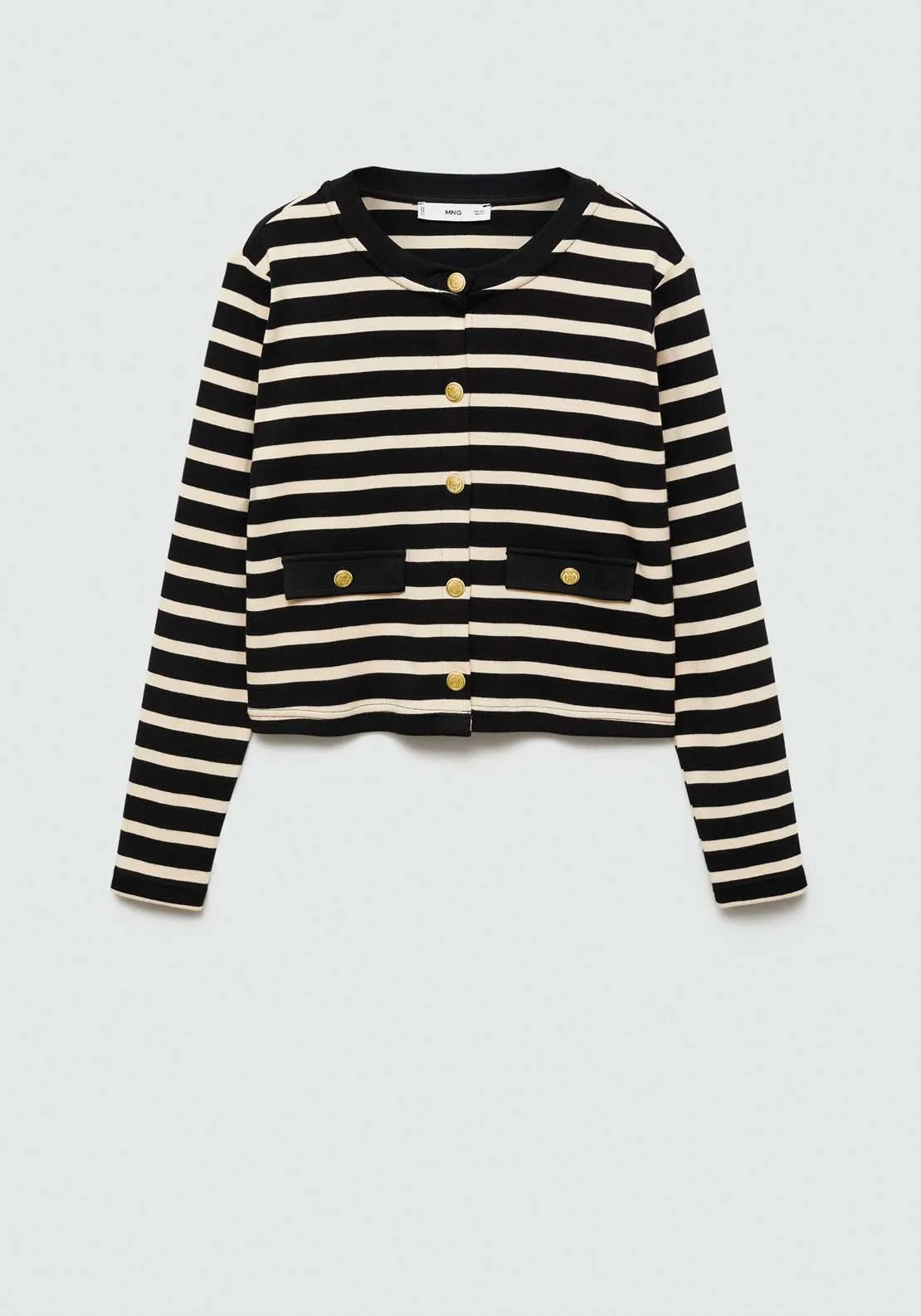 Striped cardigan with buttons - Black